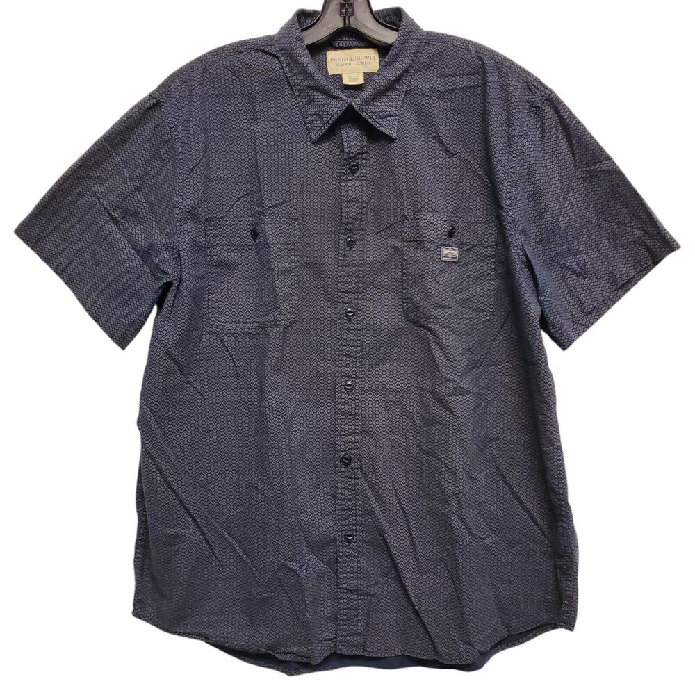 DENIM & SUPPLY Ralph Lauren Shirt Mens XXL Blue Geometric Casual Button Up